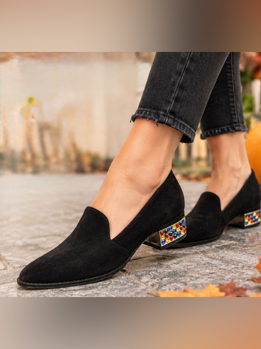 Jeffrey Campbell Black Suede Jeweled Heel Loafers Size 7